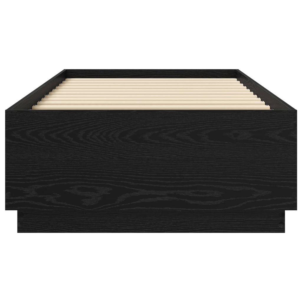 Lovos rėmas su LED Juodojo ąžuolo 80 x 200 cm Apdirbta mediena