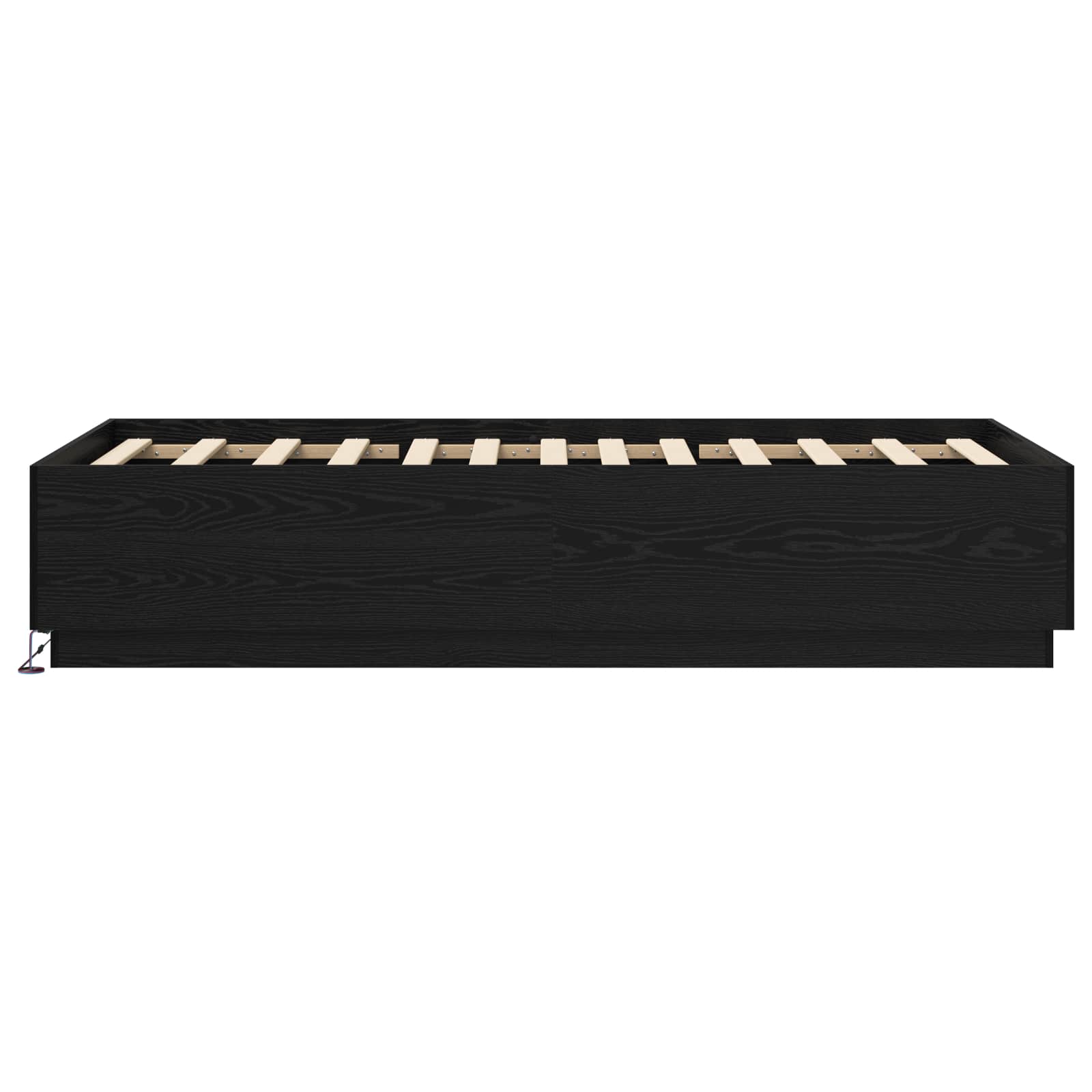 Lovos rėmas su LED Juodojo ąžuolo 80 x 200 cm Apdirbta mediena