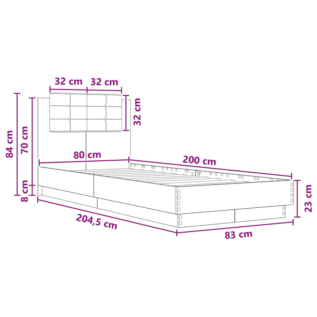 Lovos Rėmas su Galvūgaliu Juodojo ąžuolo 80 x 200 cm