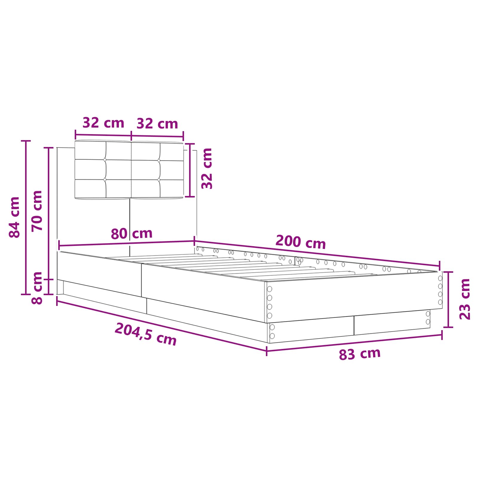 Lovos Rėmas su Galvūgaliu Artisano ąžuolo 80 x 200 cm