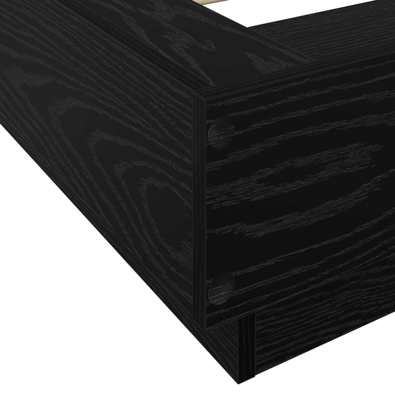 Lovos rėmas su LED Juodojo ąžuolo 80 x 200 cm Apdirbta mediena