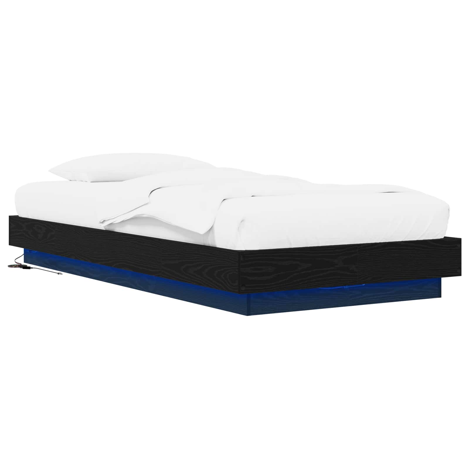 Lovos rėmas su LED Juodojo ąžuolo 80 x 200 cm Apdirbta mediena