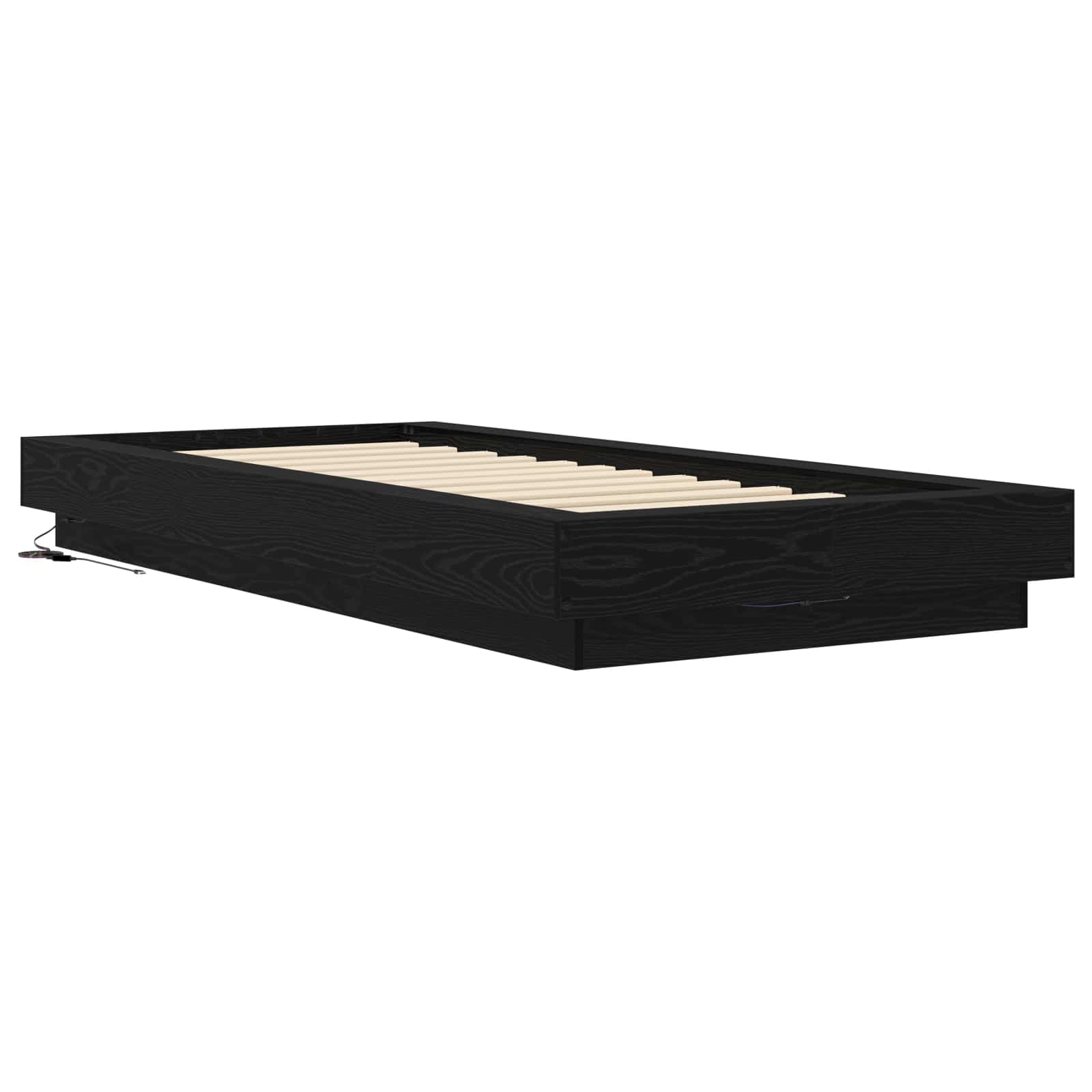 Lovos rėmas su LED Juodojo ąžuolo 80 x 200 cm Apdirbta mediena