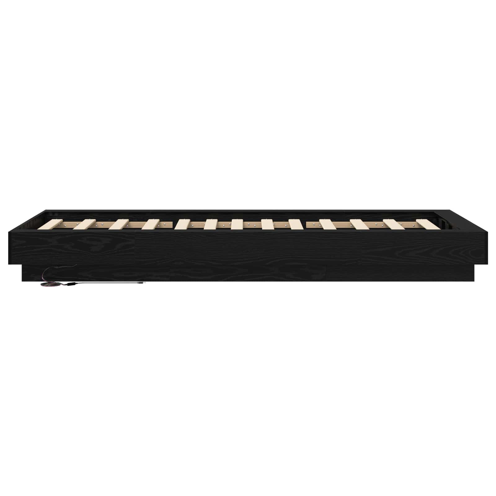 Lovos rėmas su LED Juodojo ąžuolo 80 x 200 cm Apdirbta mediena