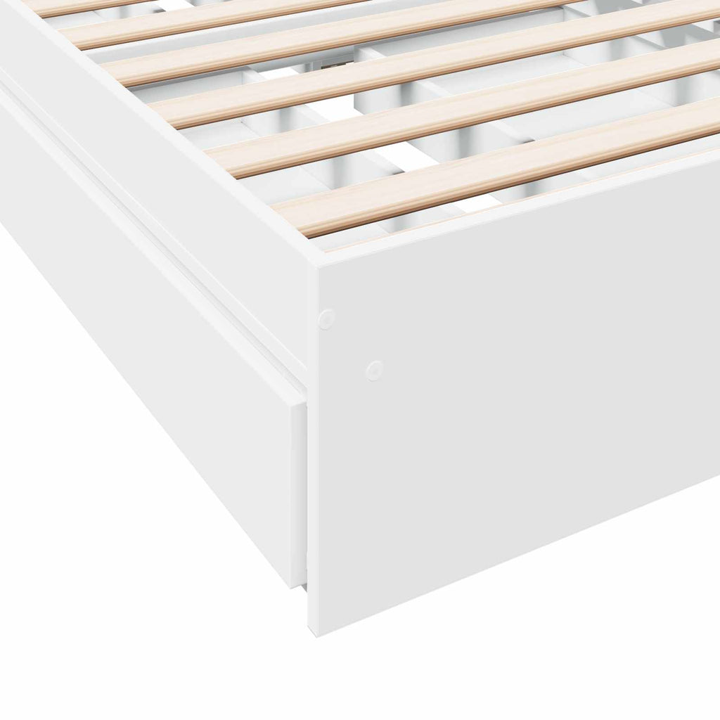 Lovos rėmas su saugojimu Balta 80 x 200 cm Apdirbta mediena