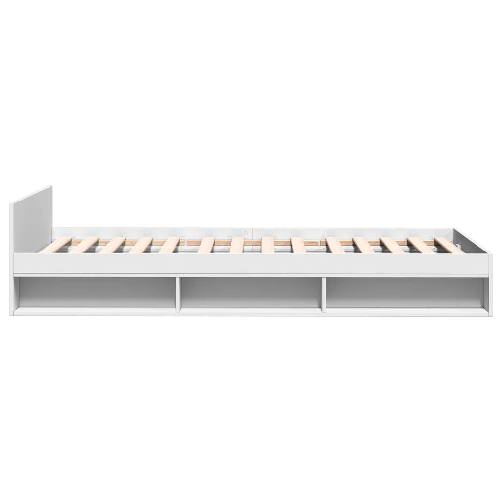 Lovos rėmas su saugojimu Balta 80 x 200 cm Apdirbta mediena