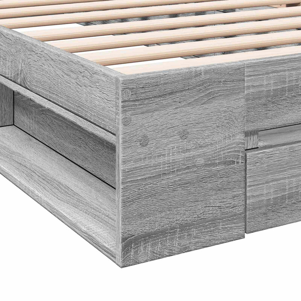 Lovos rėmas su saugojimu su stalčių Pilka Sonoma 80 x 200 cm