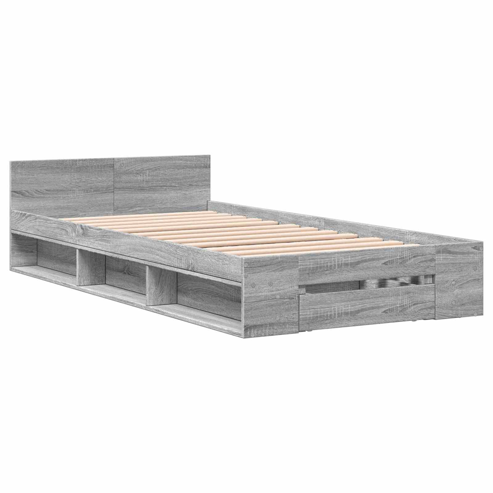 Lovos rėmas su saugojimu su stalčių Pilka Sonoma 80 x 200 cm