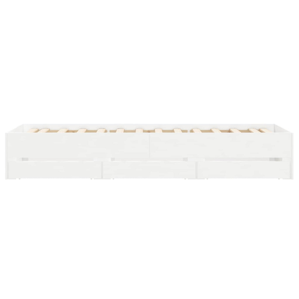 Lovos rėmas su saugojimu Balta 80 x 200 cm Apdirbta mediena