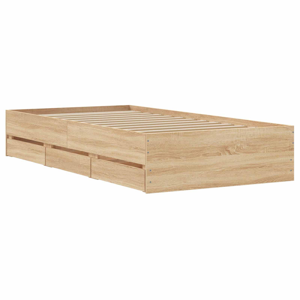 Lovos rėmas su saugojimu su stalčių Sonoma ąžuolas 80 x 200 cm