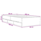 Lovos rėmas su saugojimu su stalčių Pilka Sonoma 80 x 200 cm