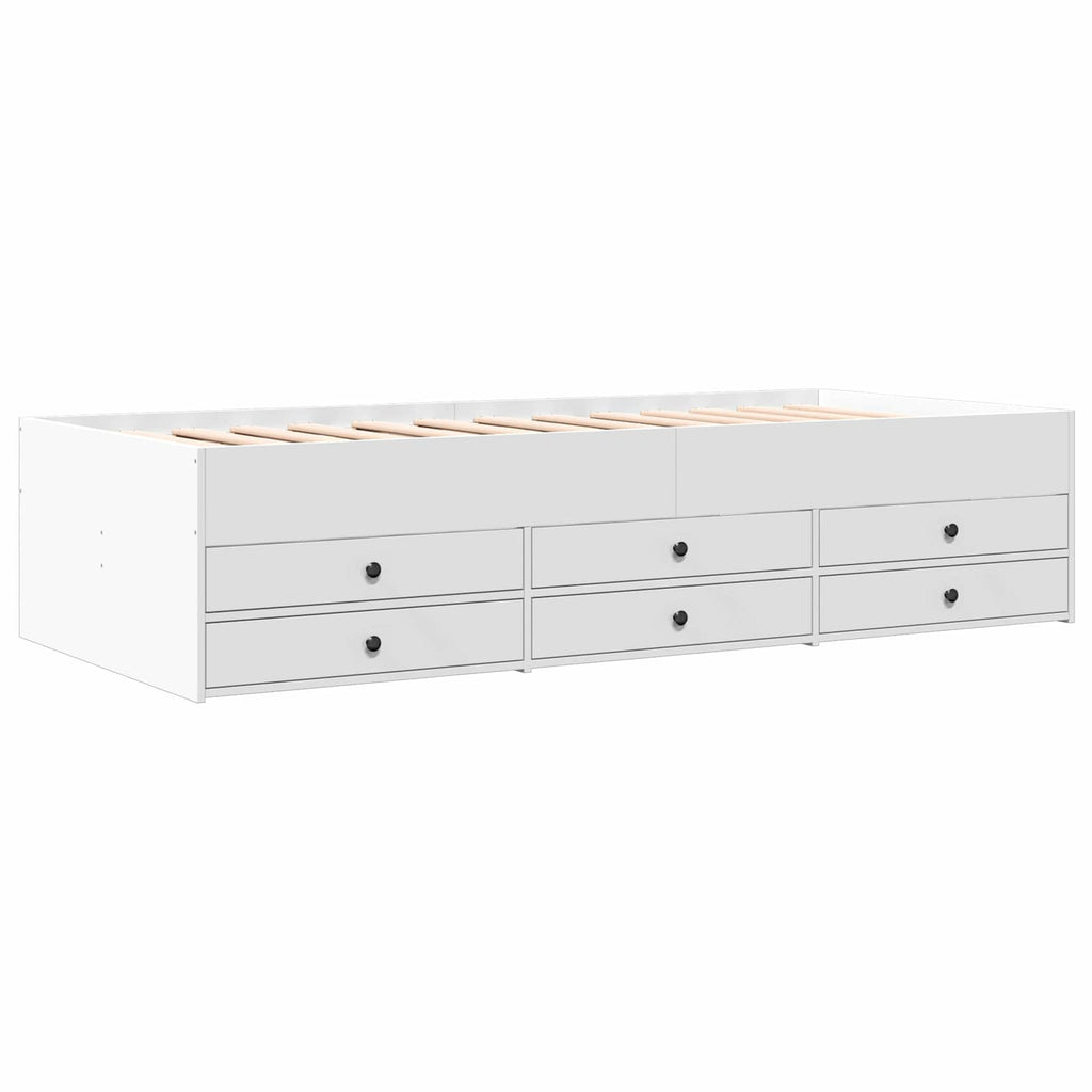 Lovos rėmas su saugojimu Balta 80 x 200 cm Apdirbta mediena