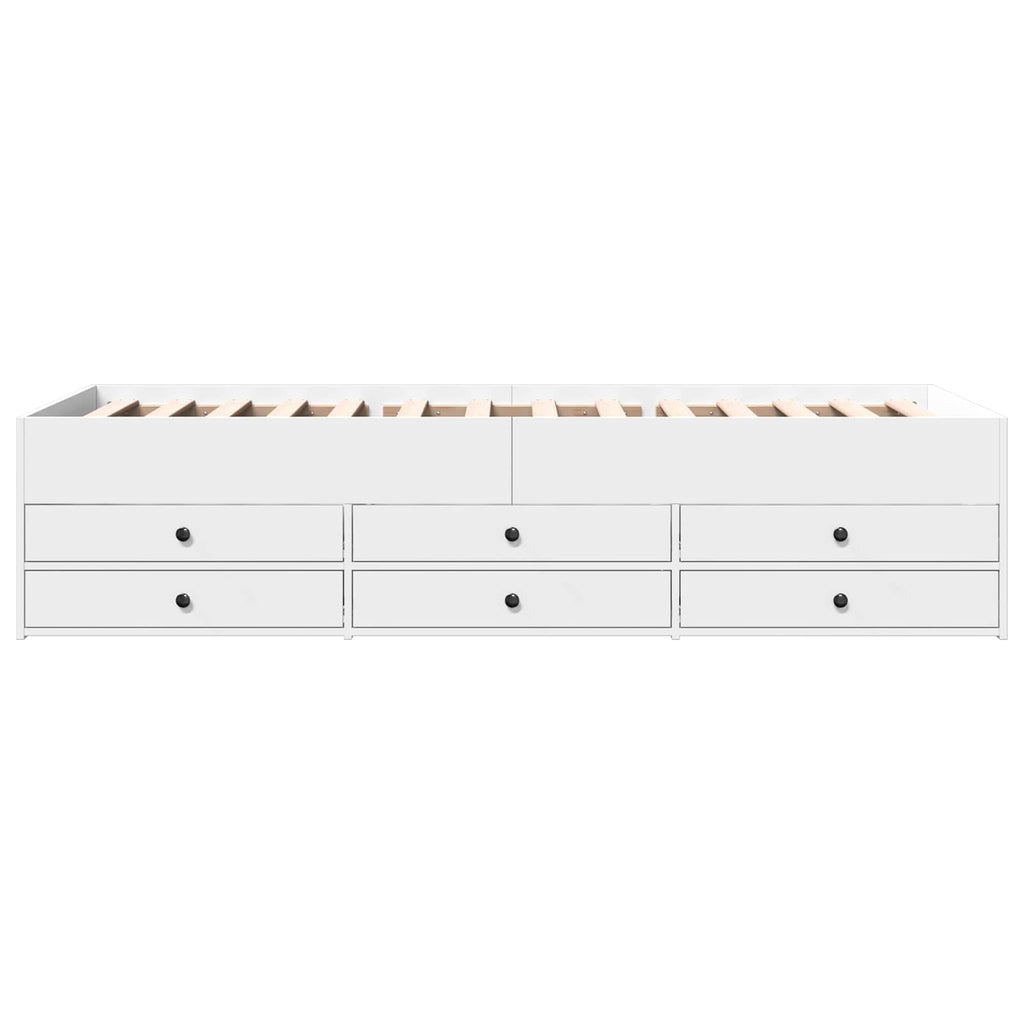 Lovos rėmas su saugojimu Balta 80 x 200 cm Apdirbta mediena