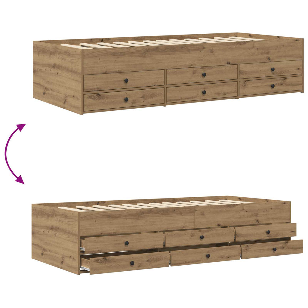 Lovos rėmas su saugojimu su stalčių Artisano ąžuolo 80 x 200 cm