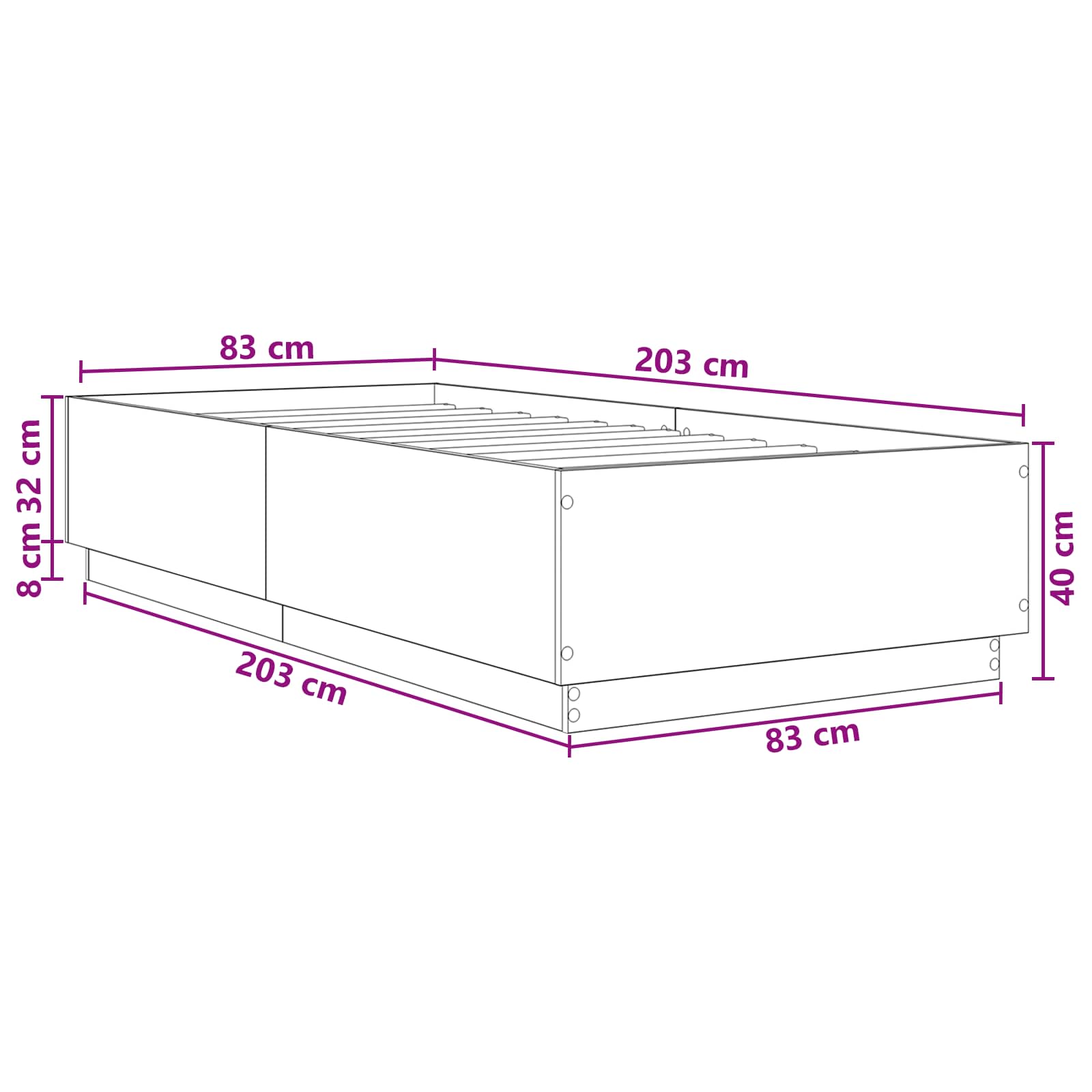 Lovos rėmas Sendintos medienos 80 x 200 cm Apdirbta mediena