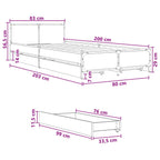 Lovos Rėmas su Galvūgaliu su stalčių Sonoma ąžuolas 80 x 200 cm