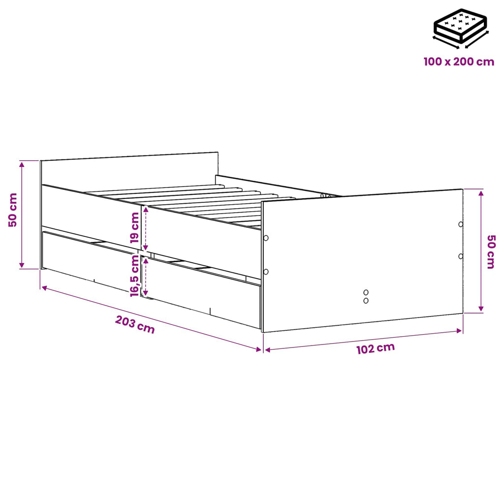 Lovos rėmas Sendintos medienos 100 x 200 cm Apdirbta mediena