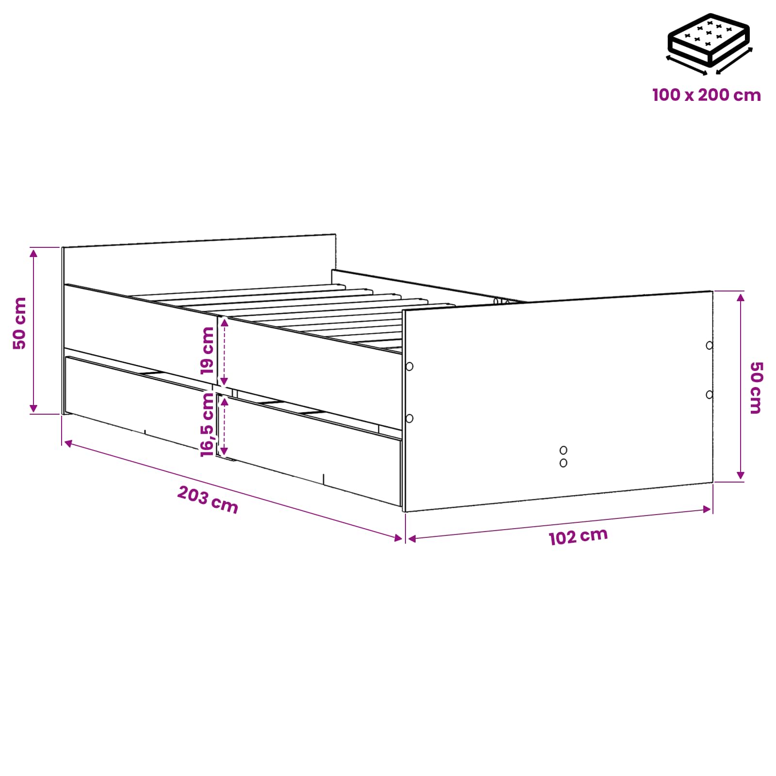 Lovos rėmas Artisano ąžuolo 100 x 200 cm Apdirbta mediena