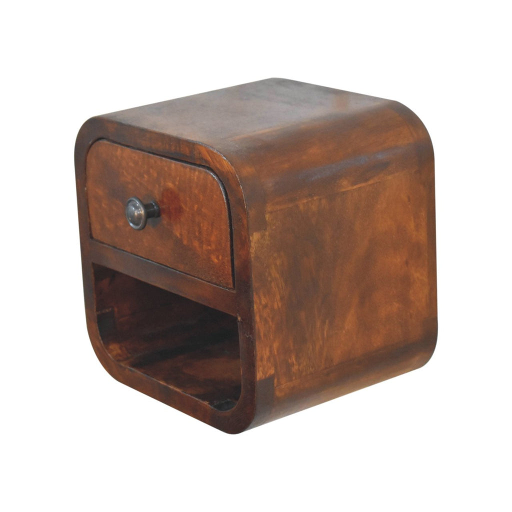 Lenktas Riešutmedžio Mini naktinis staliukas