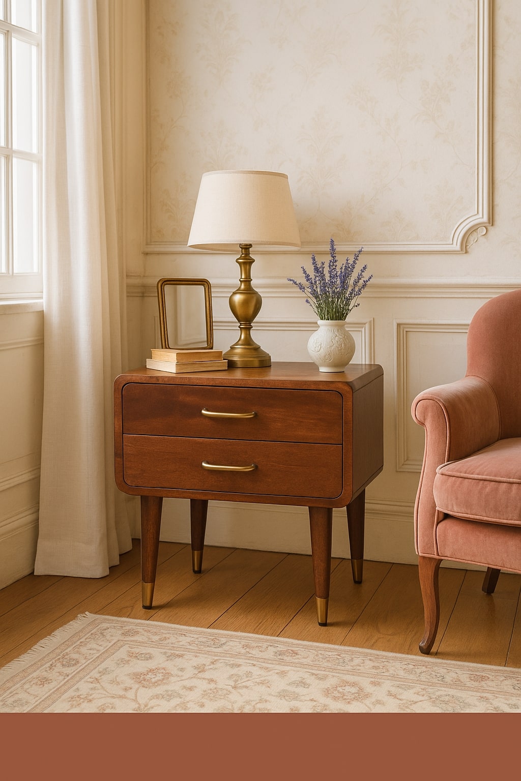 Naktinis staliukas su 2 stalčiais