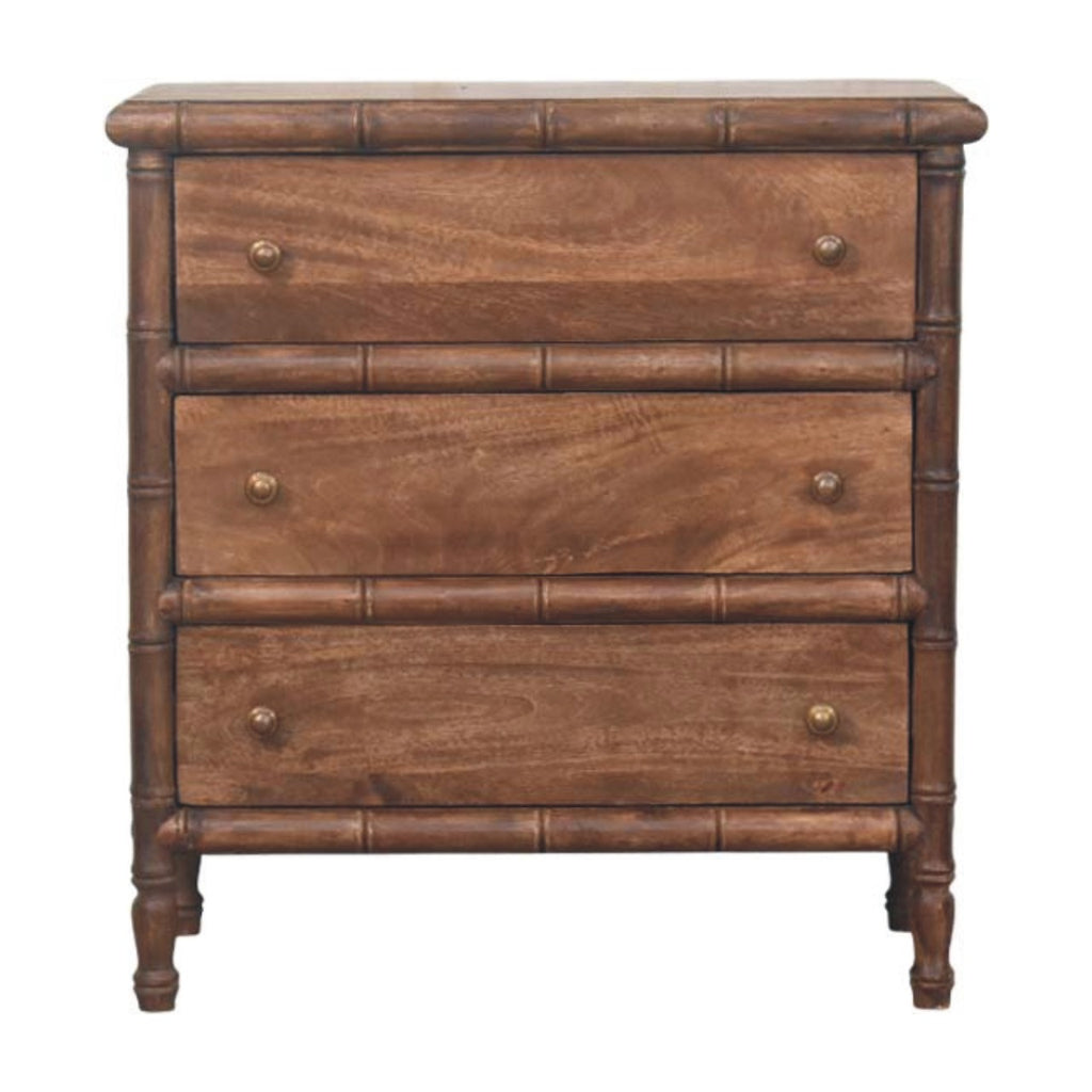 Raižyta Bambukinė komoda su 3 stalčiais