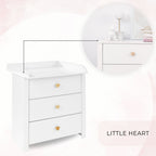 Komoda su vystymo stalu „Little Heart“, balta