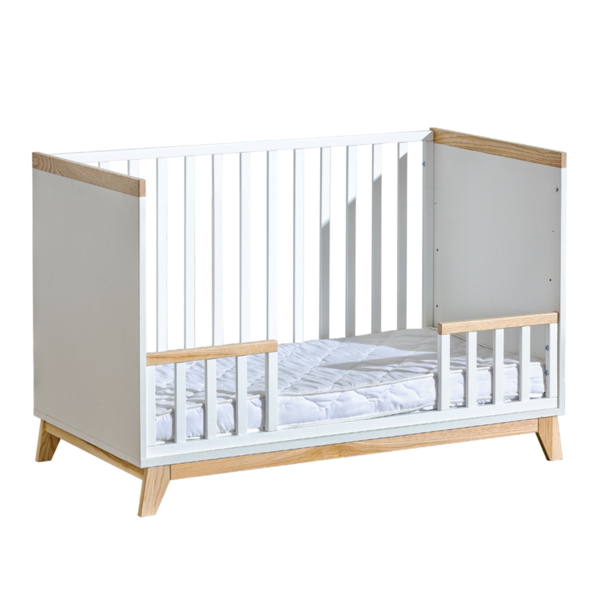 Kūdikio lovelė 120x60 „Nordik“, su sofos funkcija, balta