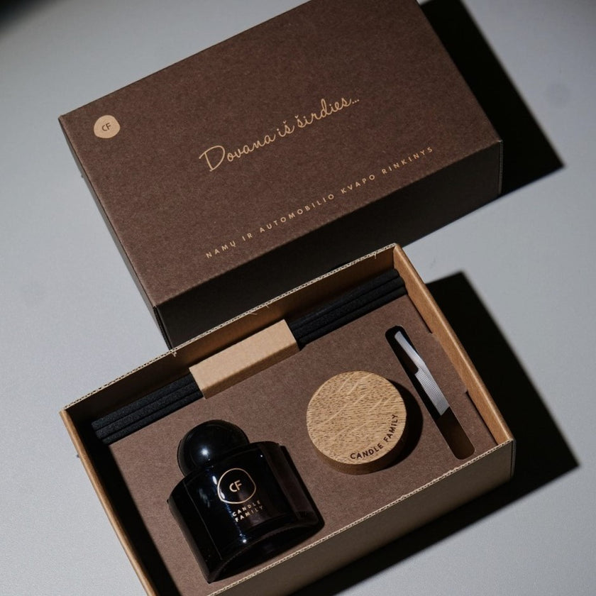 Namų kvapo ir ąžuolinio automobilio kvapo rinkinys Dovana iš širdies