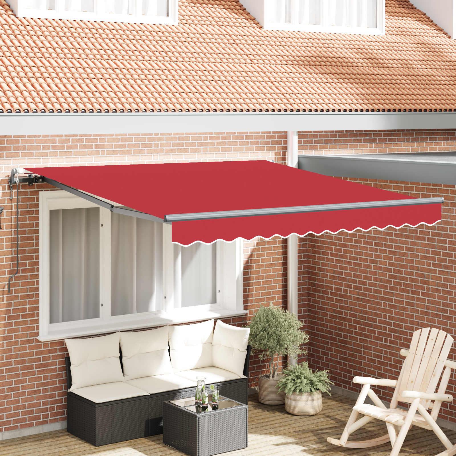 Ištraukiama markizė Raudona ir Juoda 350 x 250 cm