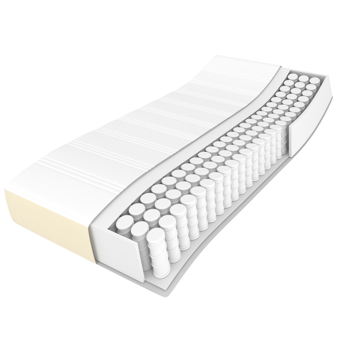 Kišeninių spyruoklių čiužinys, vidutinio kietumo, kreminis, 80 x 200 x 20 cm, dirbtinė oda
